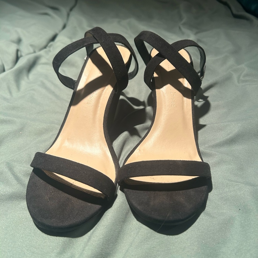 Black Suede Strappy Wedges